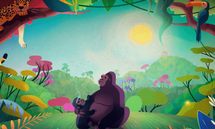 animation of gorilla in a forest